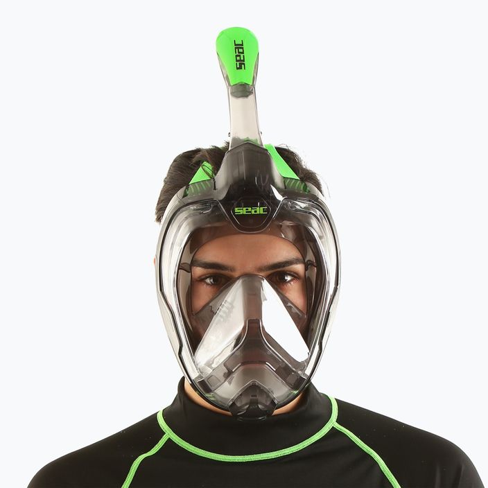 SEAC Magica сива прозрачна/зелена лайм маска за гмуркане с шнорхел 7