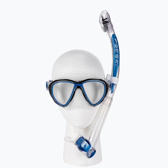 Комплект за гмуркане с шнорхел Cressi Quantum маска + шнорхел Itaca Ultra Dry прозрачно син DM400020
