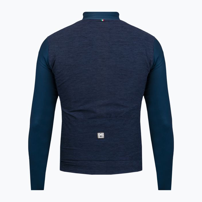 Мъжка блуза за колоездене Santini Colore Puro Thermal Jersey тъмносиньо 3W216075RCOLORPURO 2