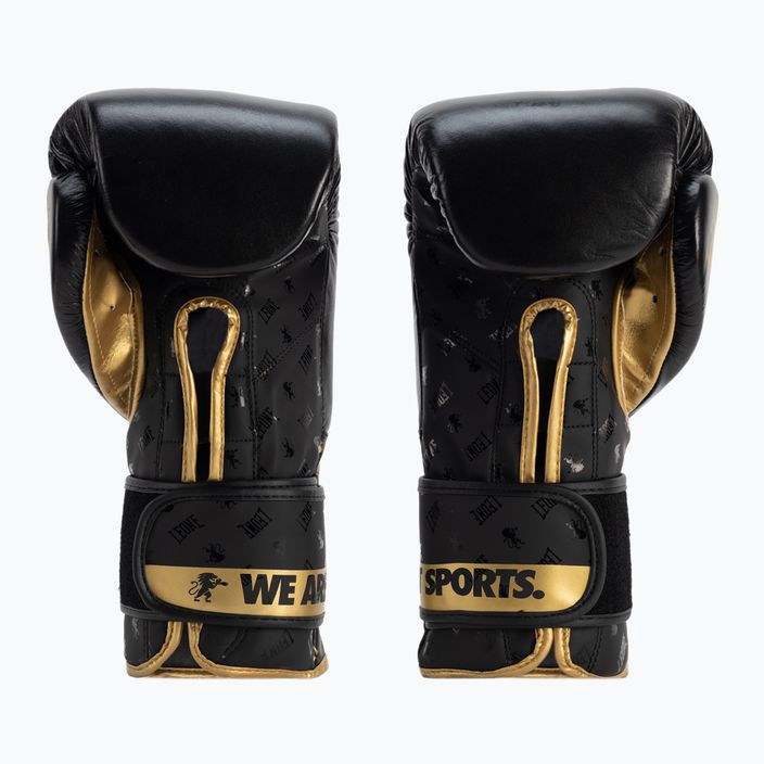 Боксови ръкавици Leone Dna в черно и златно GN220 2