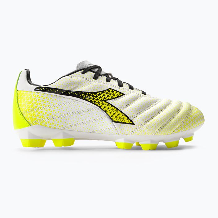 Детски футболни обувки Diadora Brasil Elite GR LT LPU Y бяло/черно/флуорово жълто 2
