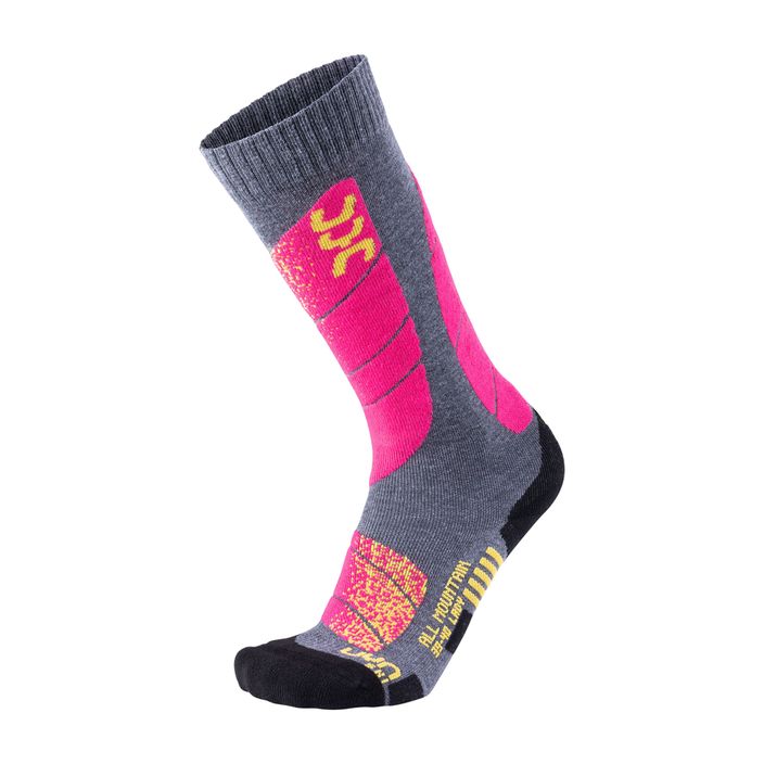 Дамски чорапи UYN Ski All Mountain medium gray melange/pink 2