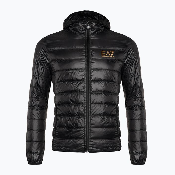 Мъжки EA7 Emporio Armani Train Core ID Down Light Hoodie black/gold яке с лого