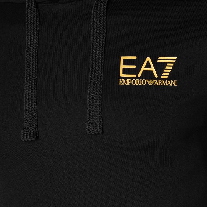 EA7 Emporio Armani Train Logo Series Hoodie Extended Logo Coft черен/златист суитшърт с лого 3