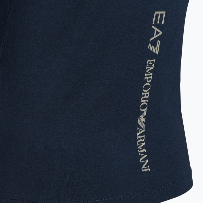 EA7 Emporio Armani Train Лъскава тъмносиня тениска с лого в светло златисто 4