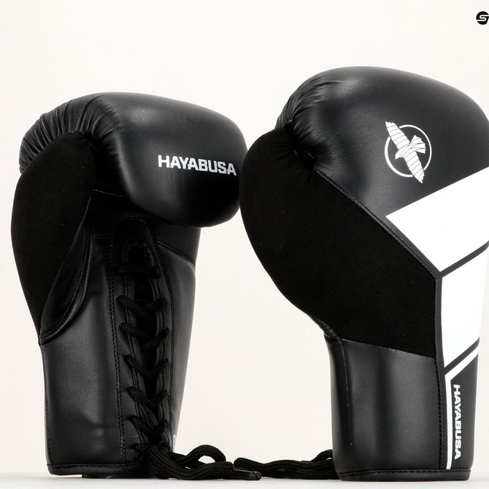 Hayabusa S4 Lace Up боксови ръкавици бели S4LACBG-BK 13