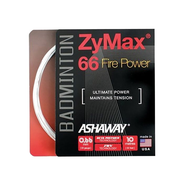 Струна за бадминтон ASHAWAY ZyMax 66 Power - комплект бял 2