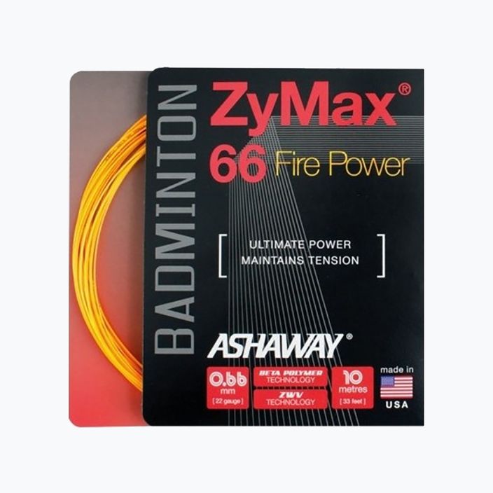 Струна за бадминтон ASHAWAY ZyMax 66 Power - комплект оранжев