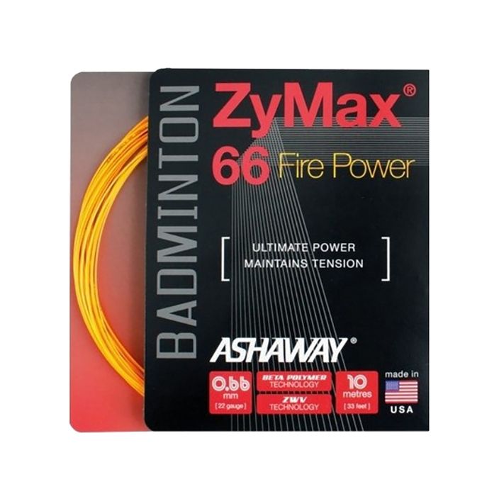 Струна за бадминтон ASHAWAY ZyMax 66 Power - комплект оранжев 2