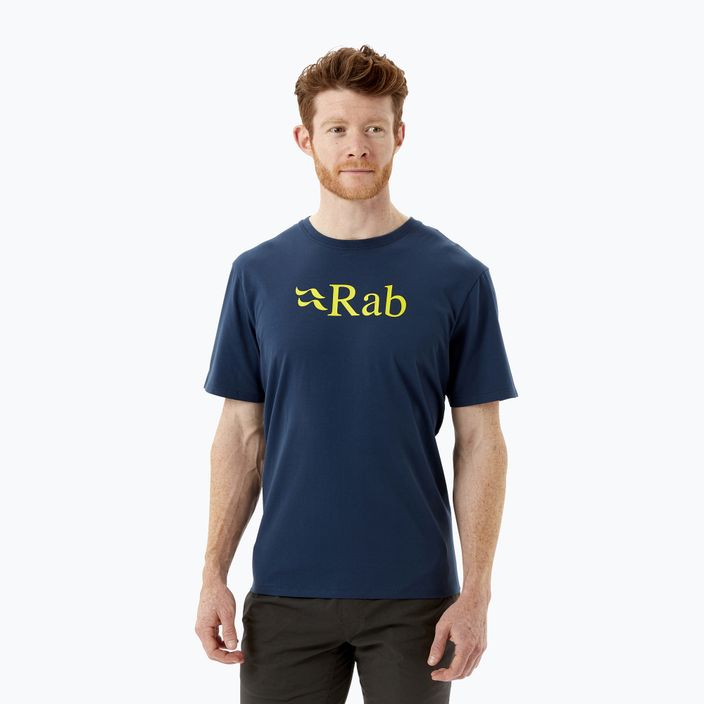 Мъжка тениска за трекинг Rab Stance Logo SS тъмносиня QCB-08-DI-S