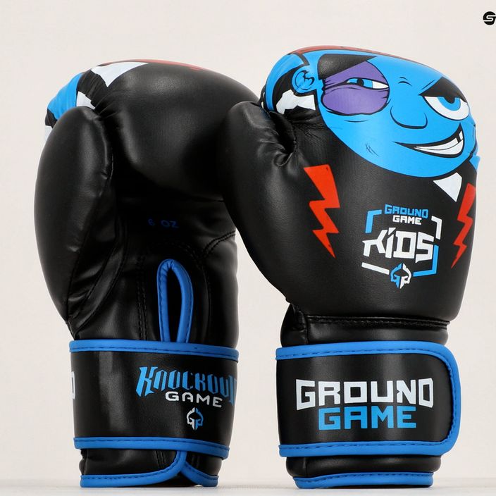 Детски боксови ръкавици Ground Game Prodigy в черно и синьо 13