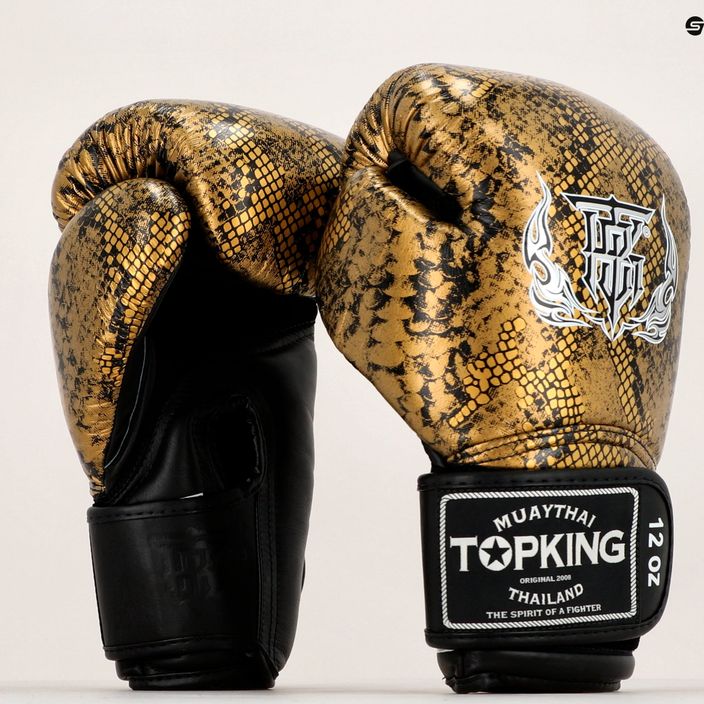 Top King Muay Thai Super Star Air Snake черни/златни боксови ръкавици 6