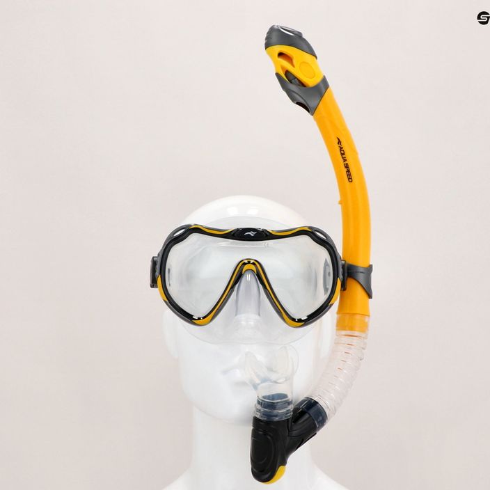 AQUA-SPEED Java + Elba маска + шнорхел комплект за гмуркане жълт 8206 13