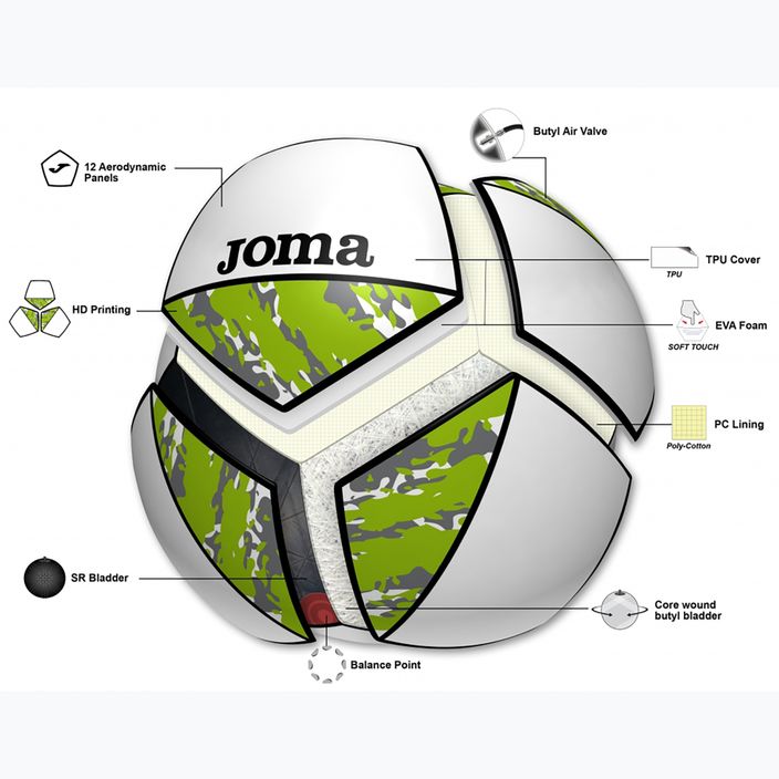 Joma Challenge II бяло/зелено размер 3 футболни 5