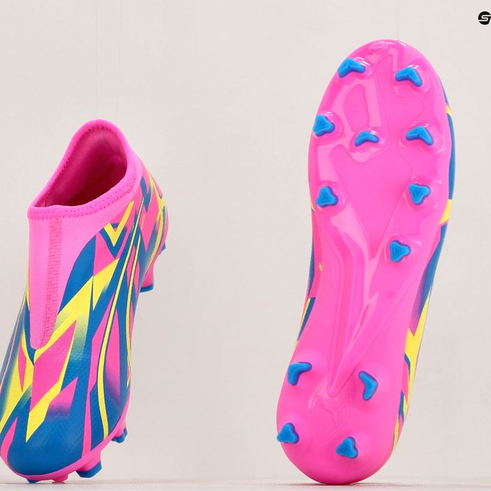 Детски футболни обувки PUMA Ultra Match Ll Energy FG/AG Jr светещо розово/ултра синьо/жълто предупреждение 17