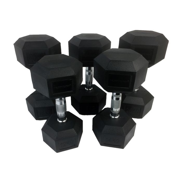 Комплект дъмбели Tunturi Rubber Dumbbellset 12-20 kg black 2