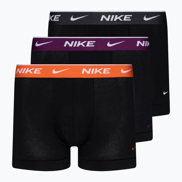 Мъжки боксерки Nike Everyday Cotton Stretch Trunk 3 чифта черни/виолетови/оранжеви