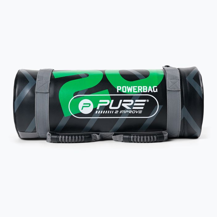 20-килограмова тренировъчна чанта Pure2Improve Power Bag черно-зелена P2I202250 2