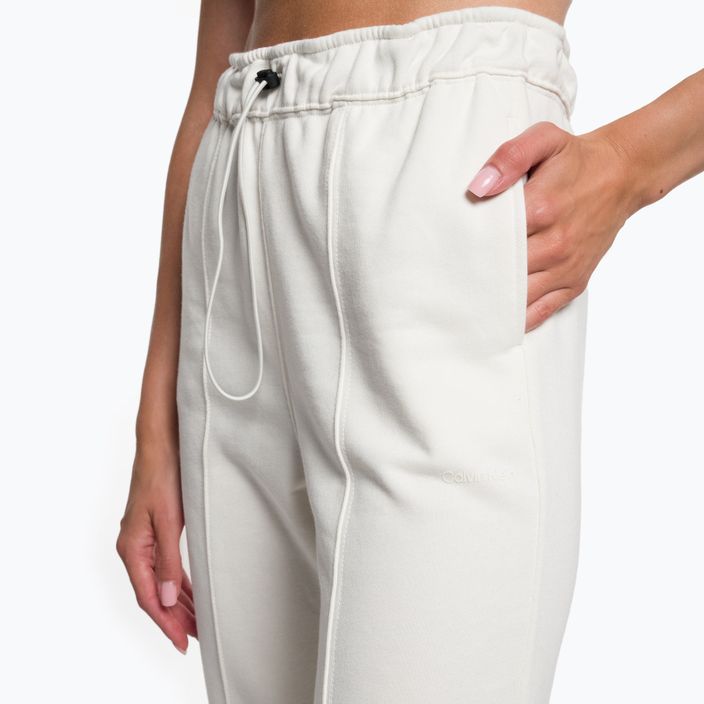 Дамски тренировъчни панталони Calvin Klein Knit YBI white suede 4