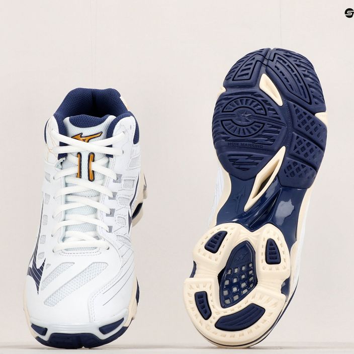 Мъжки обувки за волейбол Mizuno Wave Voltage Mid white / blue ribbon / mp gold 10