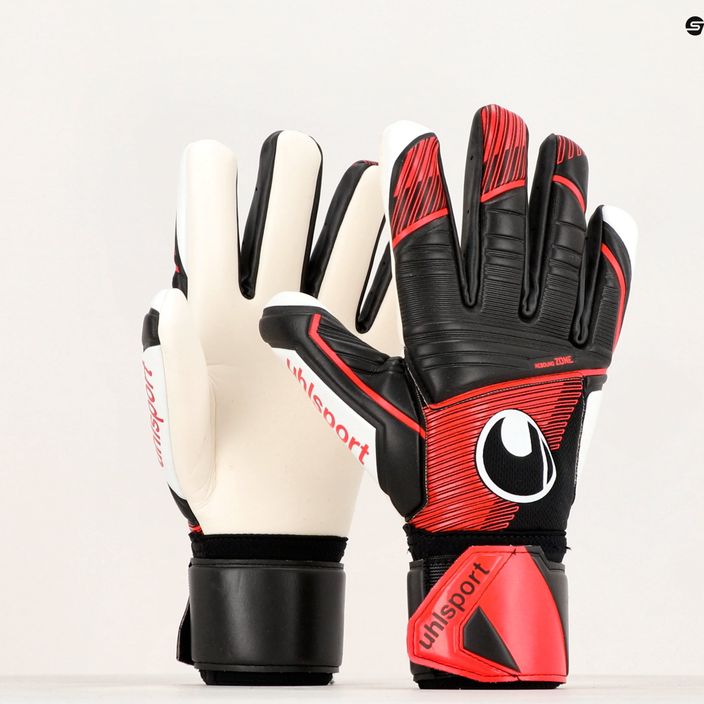 Uhlsport Powerline Supersoft Hn вратарски ръкавици черни/червени/бели 4