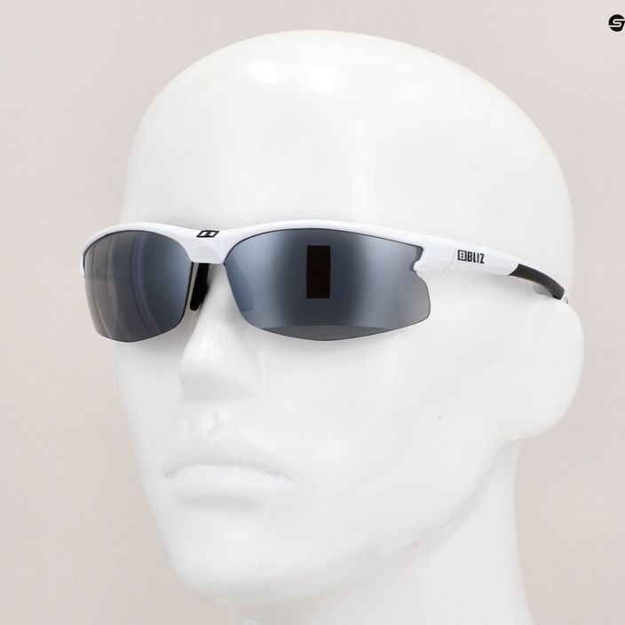 Огледални очила за колоездене Bliz Motion + S3 блестящо бяло/димящо сребърно 10