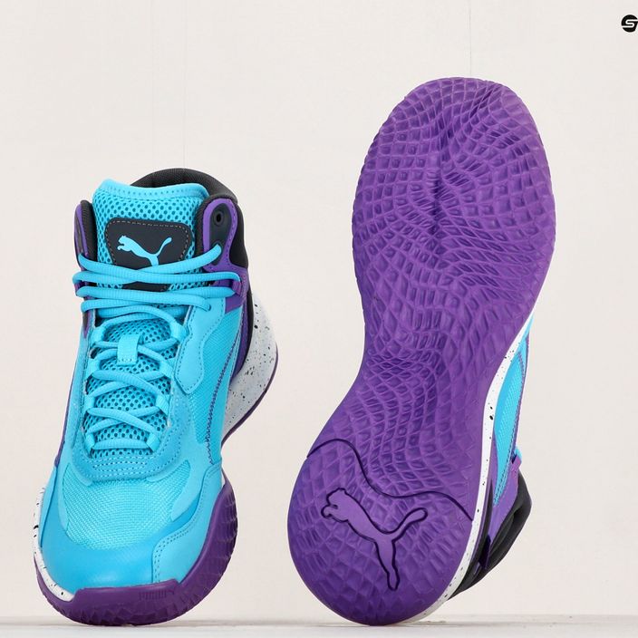 Мъжки баскетболни обувки PUMA Playmaker Pro Mid purple glimmer/bright aqua/strong grey/white 16