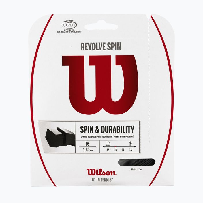 Уилсън Revolve Spin 16 комплект 12,2 м тенис стреч черен WRZ957000+