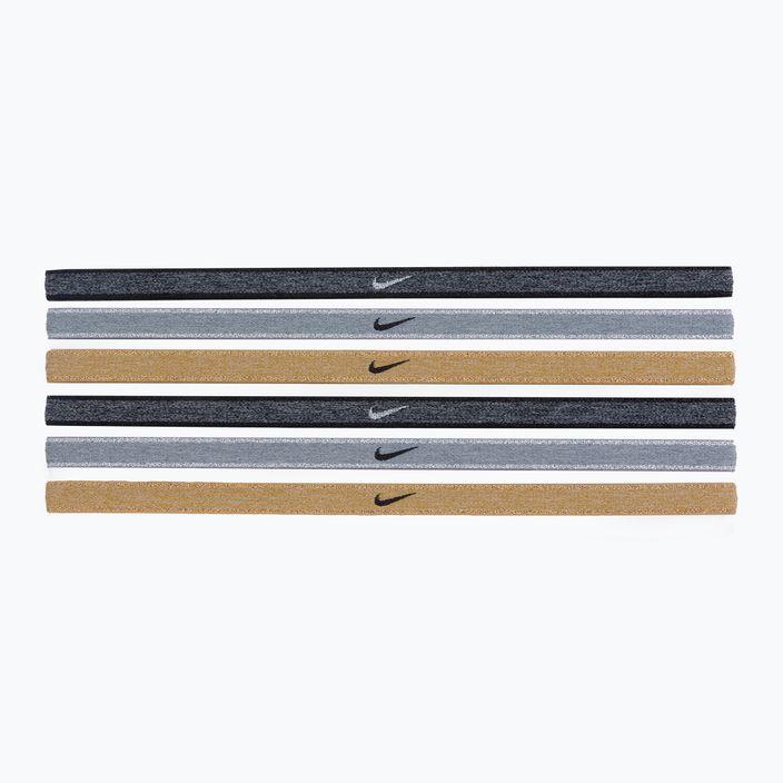 Nike Swoosh Sport Метални ленти за глава 6 бр. сиво-златисто N1002008-097 2