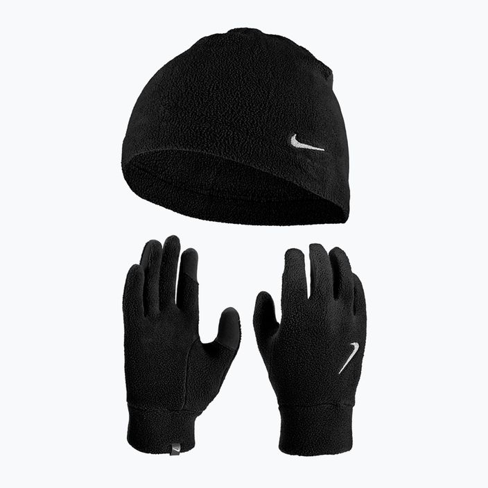 Мъжки комплект Nike Fleece шапка + ръкавици черен/черен/сребърен 11