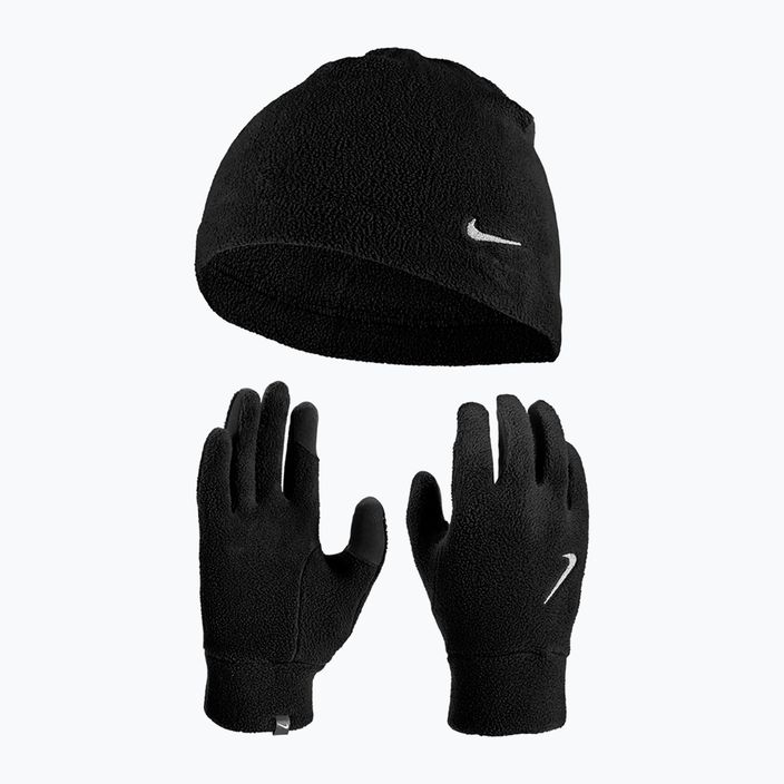 Дамски комплект Nike Fleece шапка + ръкавици черен/черен/сребърен 11