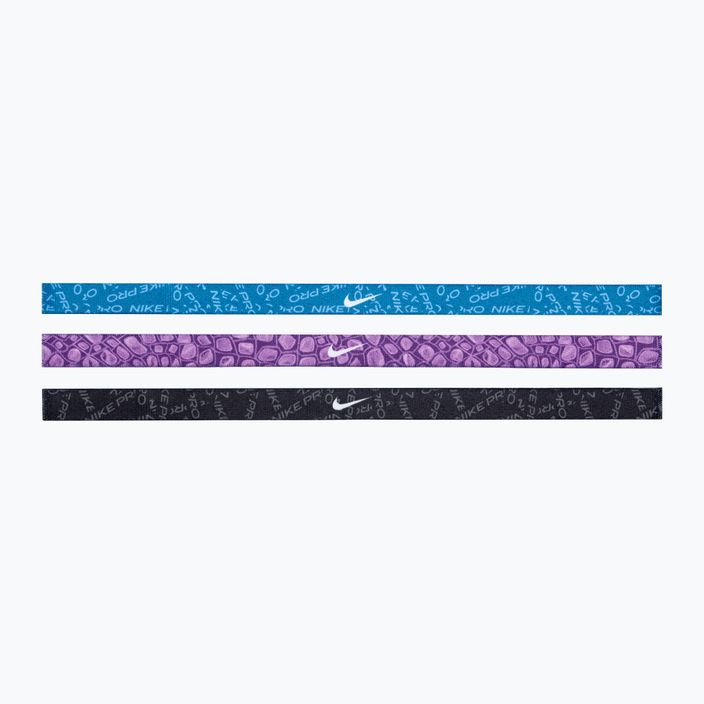 Nike Печатни ленти за глава 3 бр. индустриално синьо/лилаво cosmos/бяло 2