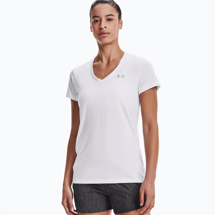 Тренировъчна тениска за жени Under Armour Tech SSV - Твърдо бяло и сребристо 1255839 3