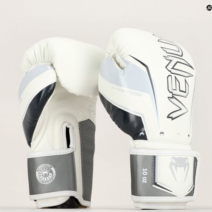 Боксови ръкавици Venum Elite Evo сиво/бяло 10