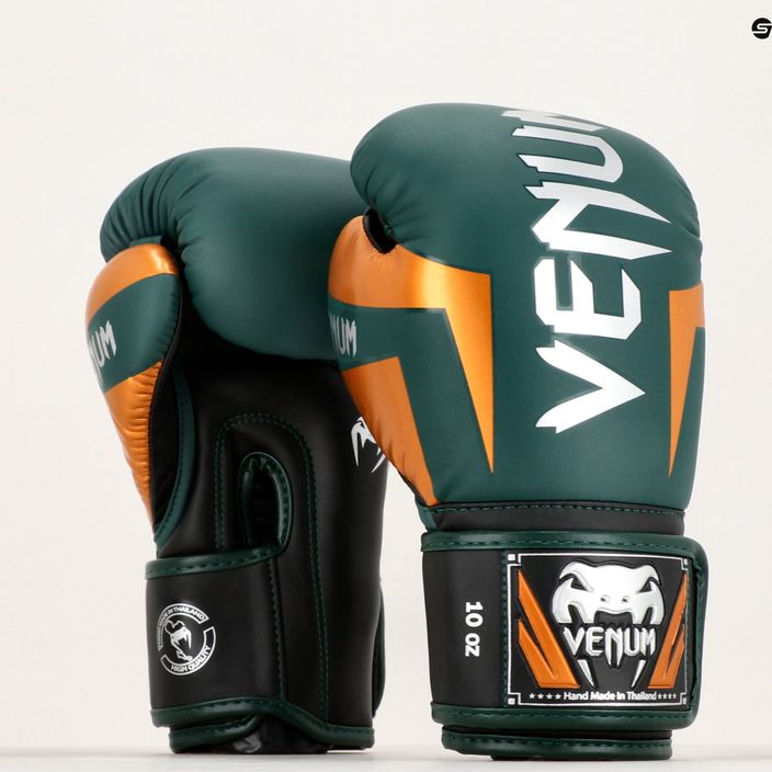 Боксови ръкавици Venum Elite зелени/бронзови/сребърни 10