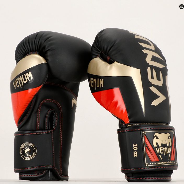 Боксови ръкавици Venum Elite черни/златни/червени 11