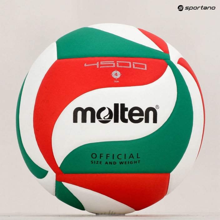 Волейболна топка Molten V4M4500-4 бяла/зелена/червена размер 4 6