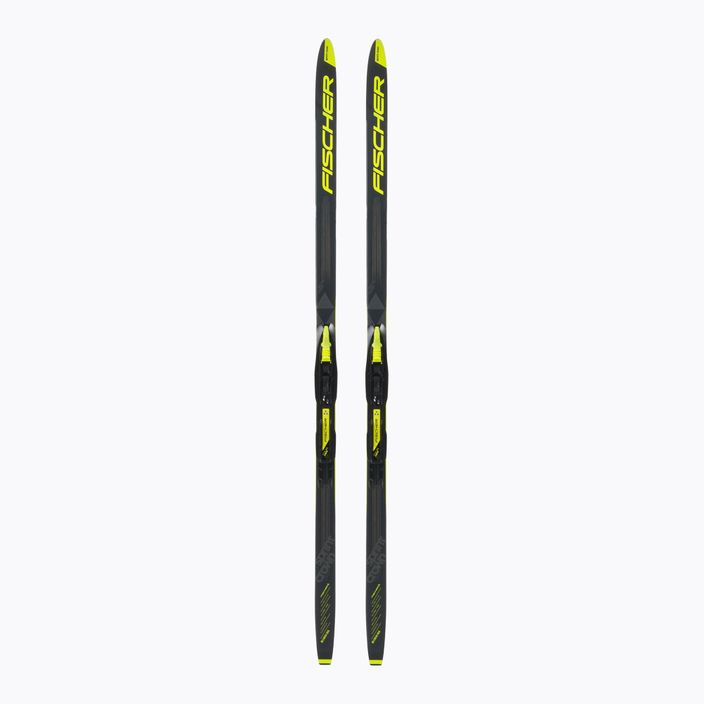 Детски ски за ски бягане Fischer Sprint Crown + Tour Step-In черно-жълти NP63019V