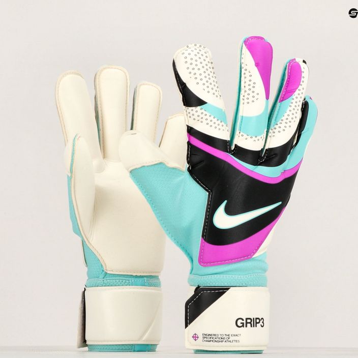 Вратарска ръкавица Nike Grip 3 черна/хипер тюркоазена/бяла 6