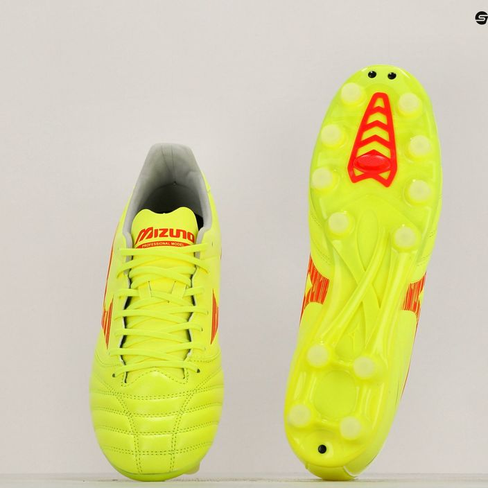 Мъжки футболни обувки Mizuno Morelia Neo IV Pro MD safety yellow/fiery coral 2/galaxy silver 11