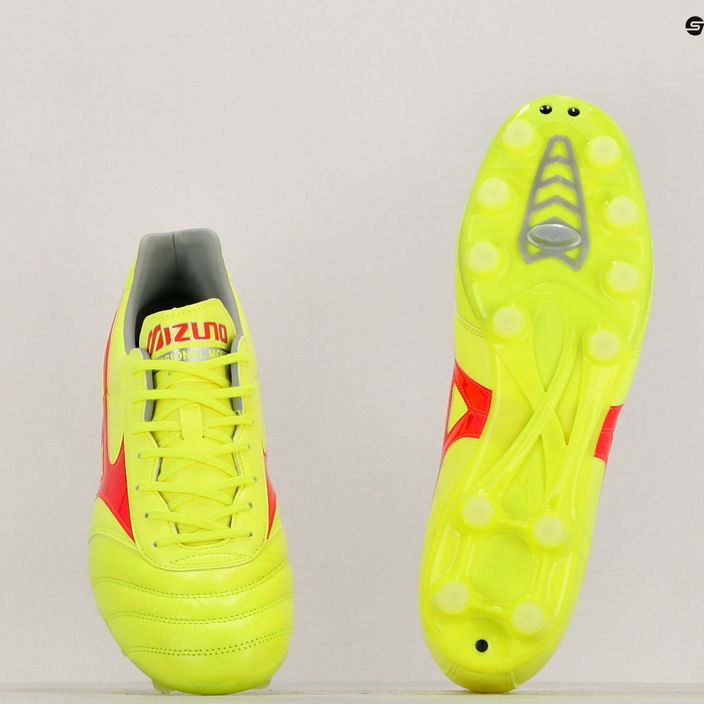 Мъжки футболни обувки Mizuno Morelia II Pro MD safety yellow/fiery coral 2/galaxy silver 10