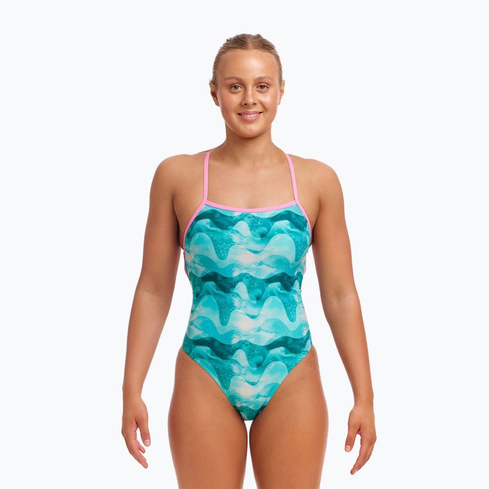 Funkita Дамски бански от една част с презрамки Teal wave 2