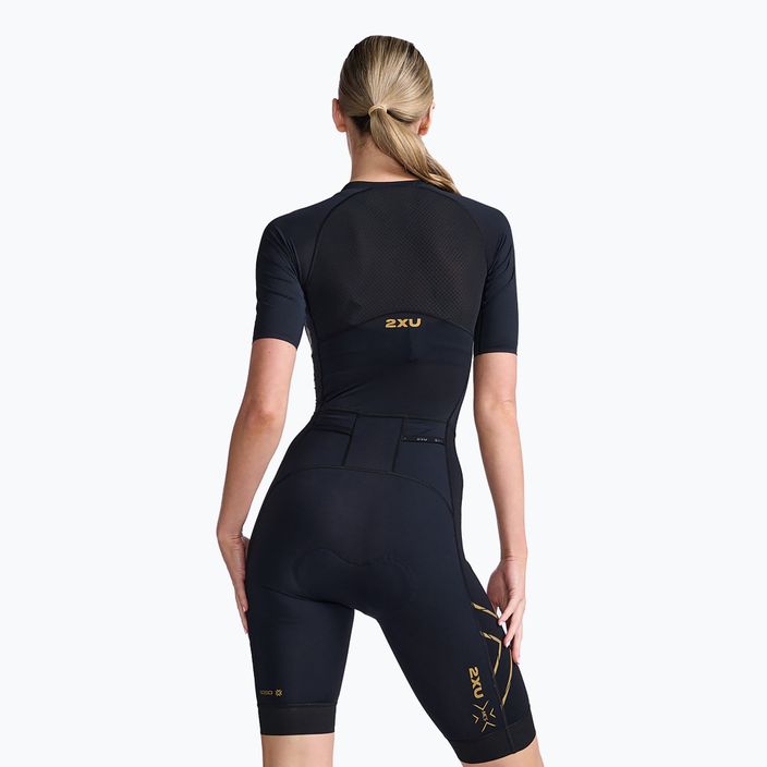 Дамски костюм за триатлон 2XU Light Speed Sleeved black/gold 2