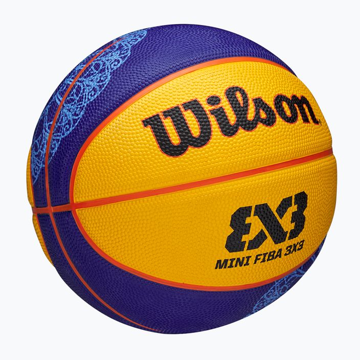 Детски баскетболен кош Wilson Fiba 3X3 Mini Paris 2004 син/жълт размер 3 2