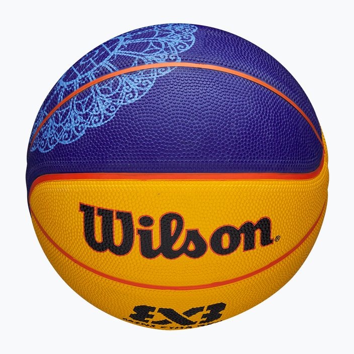 Детски баскетболен кош Wilson Fiba 3X3 Mini Paris 2004 син/жълт размер 3 4