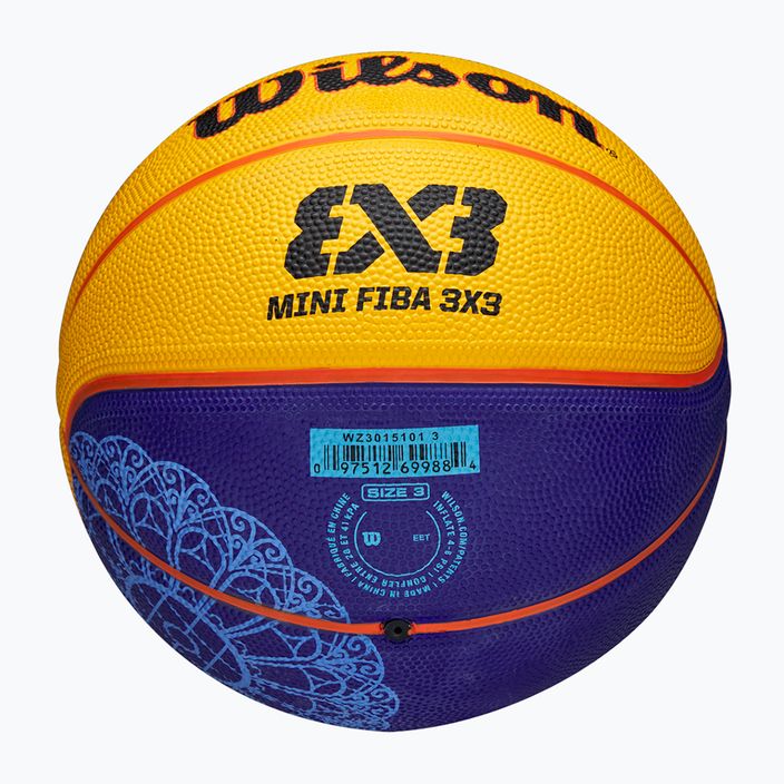 Детски баскетболен кош Wilson Fiba 3X3 Mini Paris 2004 син/жълт размер 3 5