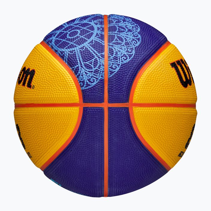Детски баскетболен кош Wilson Fiba 3X3 Mini Paris 2004 син/жълт размер 3 6