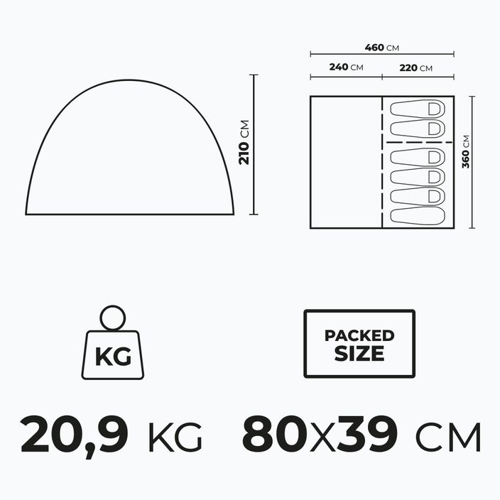 KADVA AIRcamp 6.24 Палатка за къмпинг за 6 души, зелена 24