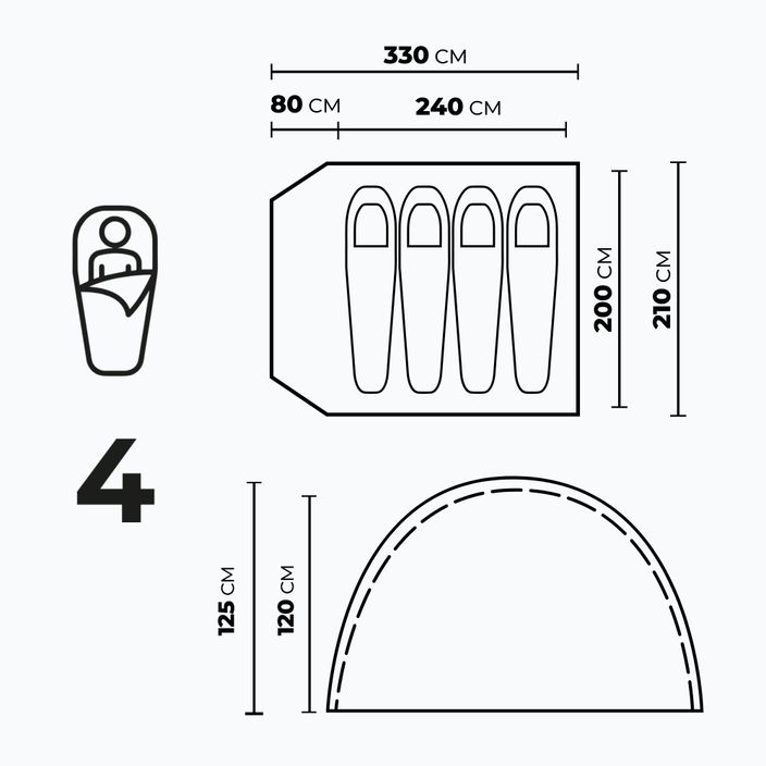 KADVA CAMPdome палатка за къмпинг за 4 човека, синя 3