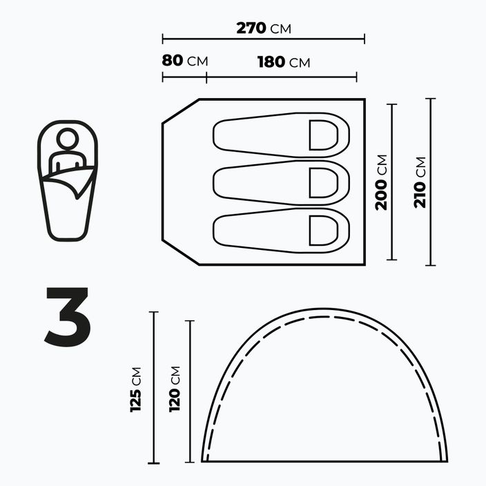 KADVA CAMPdome палатка за 3 лица, синя 3